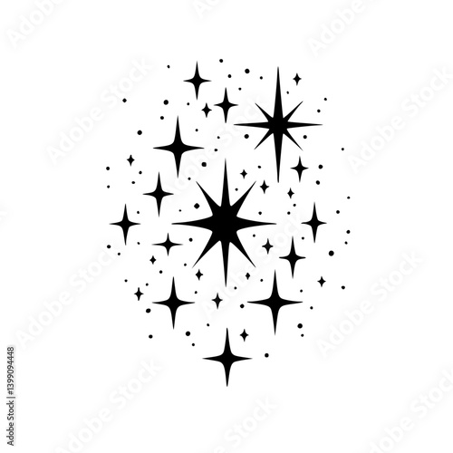 Wallpaper Mural Black Starbursts on White: Retro Sparkle Vector Illustration Torontodigital.ca