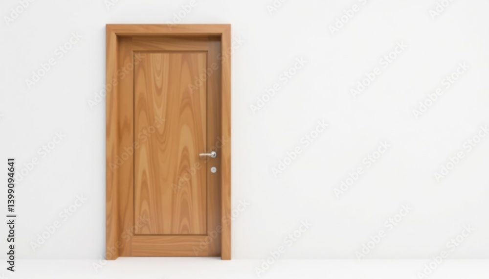 Modern wooden door with hinges in open position on white background, modern, white door Modern wooden door with hinges in open position on white background, modern, white door