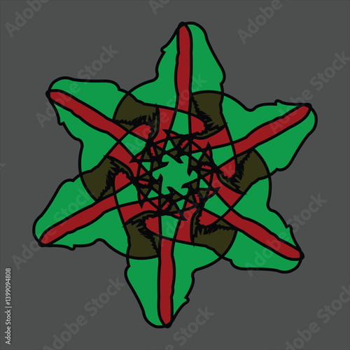 Abstract and fauna ceramic motif design with colorful colors on a gray background