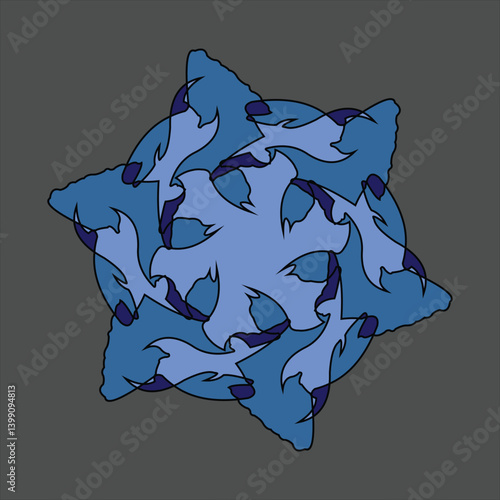 Abstract and fauna ceramic motif design with colorful colors on a gray background