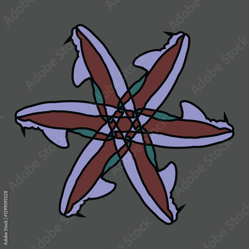 Abstract and fauna ceramic motif design with colorful colors on a gray background