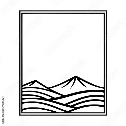 Minimalist Mountain Landscape Frame in Black & White