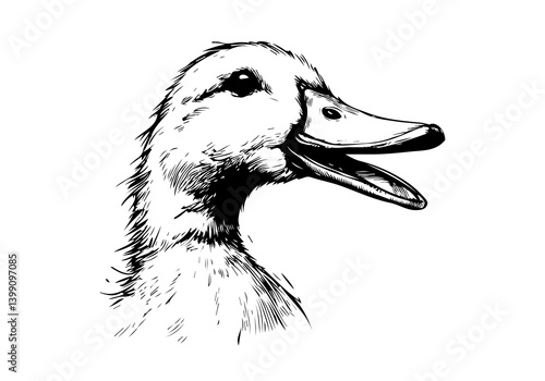 Pekin Duck hand drawn sketch illustration vector