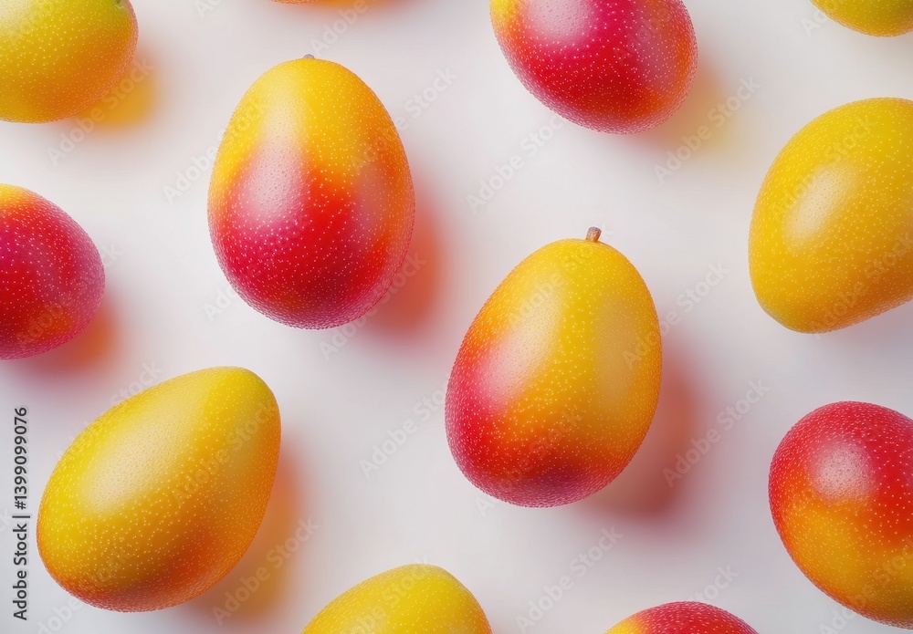 Vibrant Ripe Mangos on a Light Background, Showcasing Their Bright Yellow and Red Skin, Ideal for Fruit, Healthy Eating, and Culinary Themes Vibrant Ripe Mangos on a Light Background, Showcasing Their Bright Yellow and Red Skin, Ideal for Fruit, Healthy Eating, and Culinary Themes