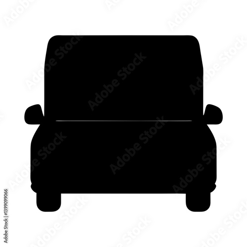 Black silhouette of a car showing its front on a white background