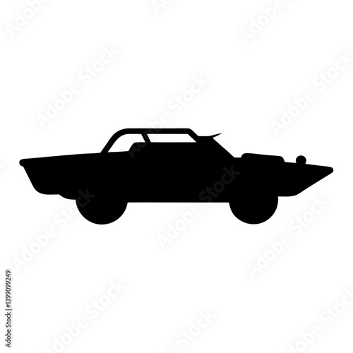 Silhouette of a classic open top car with a sharp front end design