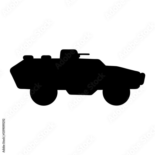Silhouette of armored fighting vehicle for troop transport with mounted gun