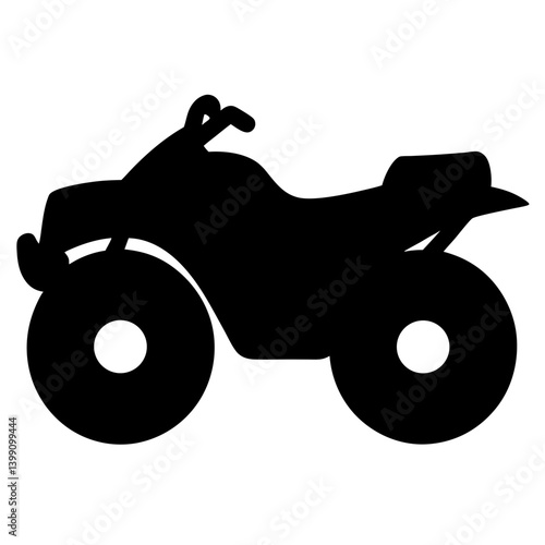 Silhouette of an all terrain vehicle or quad bike on white background