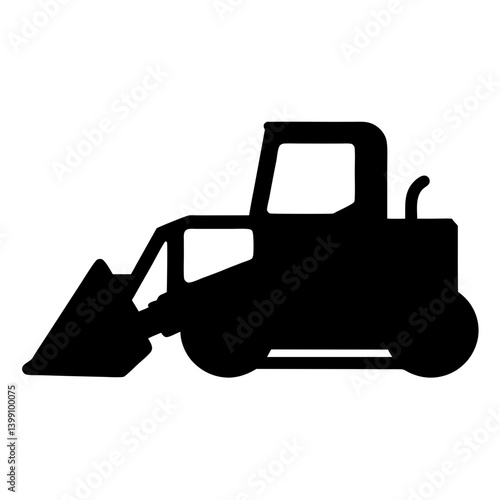 Black Silhouette of a Skid Steer Loader Heavy Equipment Vehicle