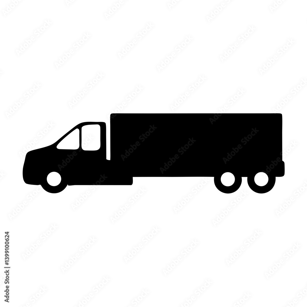 Silhouette of a large black semi truck against a white background Silhouette of a large black semi truck against a white background