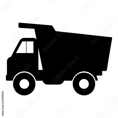 Black silhouette of a large dumper truck or tipper lorry vehicle