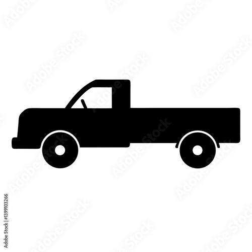Silhouette of a classic pickup truck viewed from the side perspective
