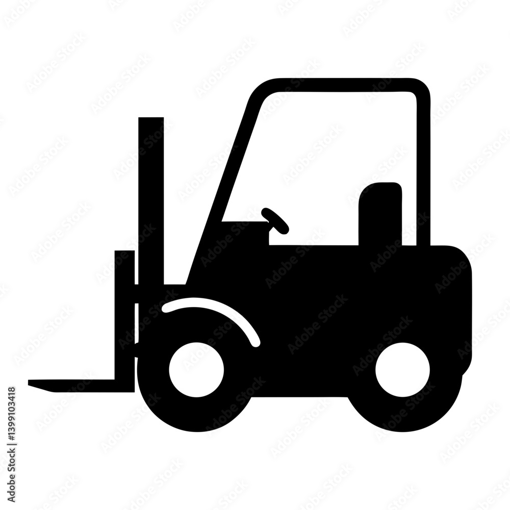 Simple black and white illustration of a forklift truck icon design Simple black and white illustration of a forklift truck icon design