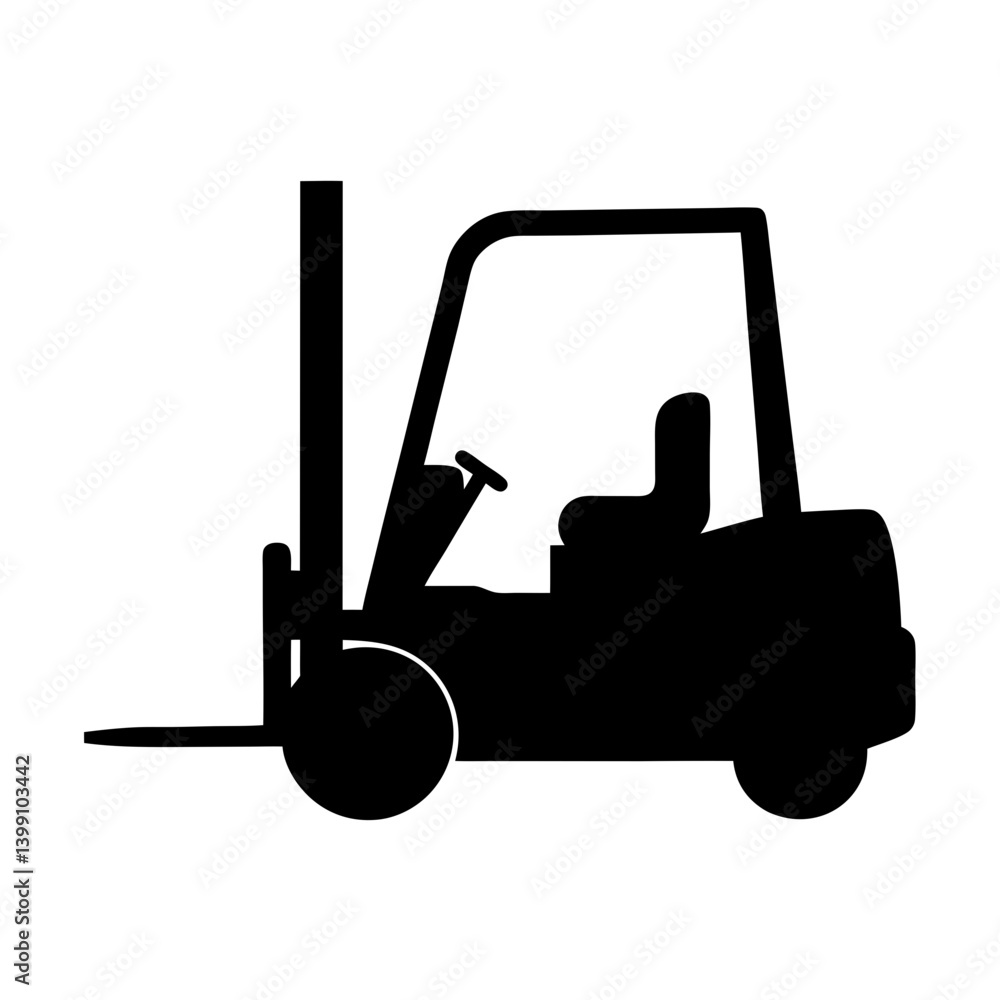 Naklejka premium Silhouette of a forklift truck used for industrial material handling