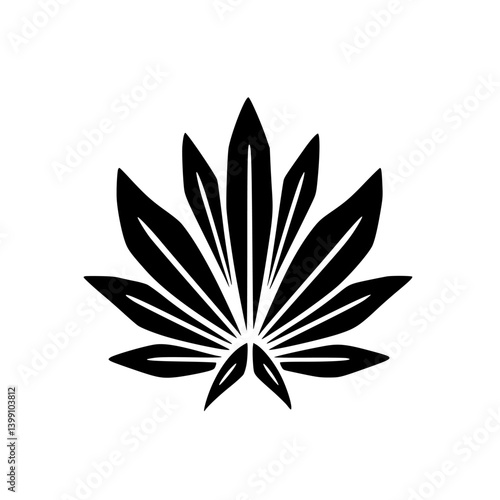 Bold Black and White Cannabis Leaf Illustration
