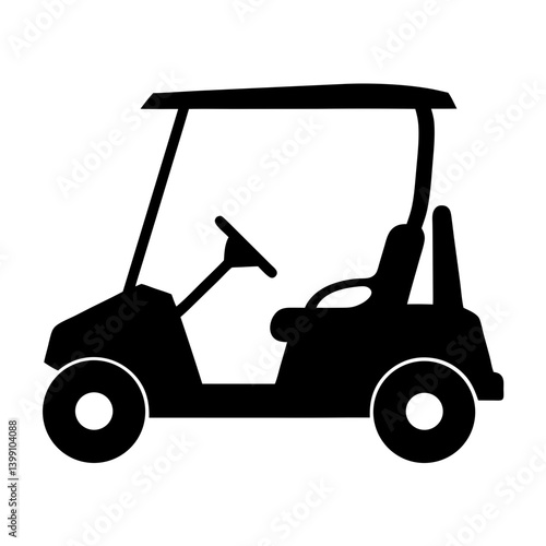Black silhouette of a golf cart vehicle often used on courses