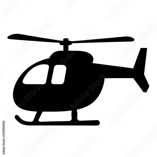 Silhouette of a helicopter against a white background, a simple graphic