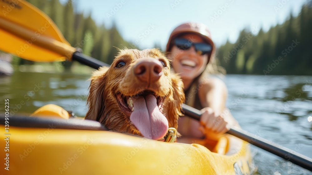 custom made wallpaper toronto digitalCheerful woman and her happy dog kayaking on a sunny lake