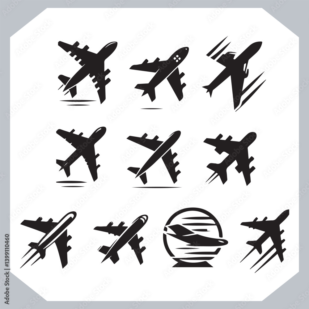 Aero Plane Silhouettes Vector Graphic for Modern Web and Mobile Applications