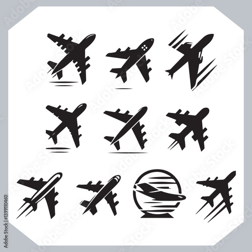 Obraz na płótnie Aero Plane Silhouettes Vector Graphic for Modern Web and Mobile Applications w salonie