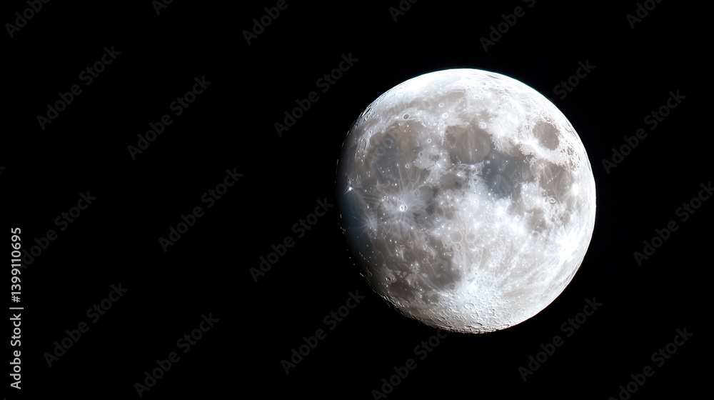 Stunning full moon reveals intricate details against a black sky Stunning full moon reveals intricate details against a black sky