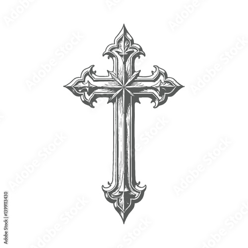 Detailed Gothic Cross Illustration