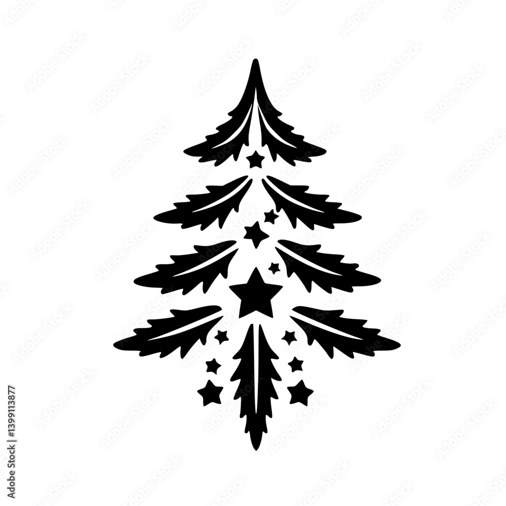 Obraz premium Black & White Christmas Tree Ornament - Minimalist Design