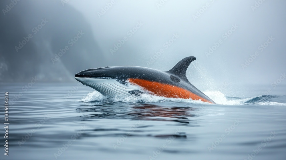 Obraz premium Majestic False Killer Whale in Misty Ocean