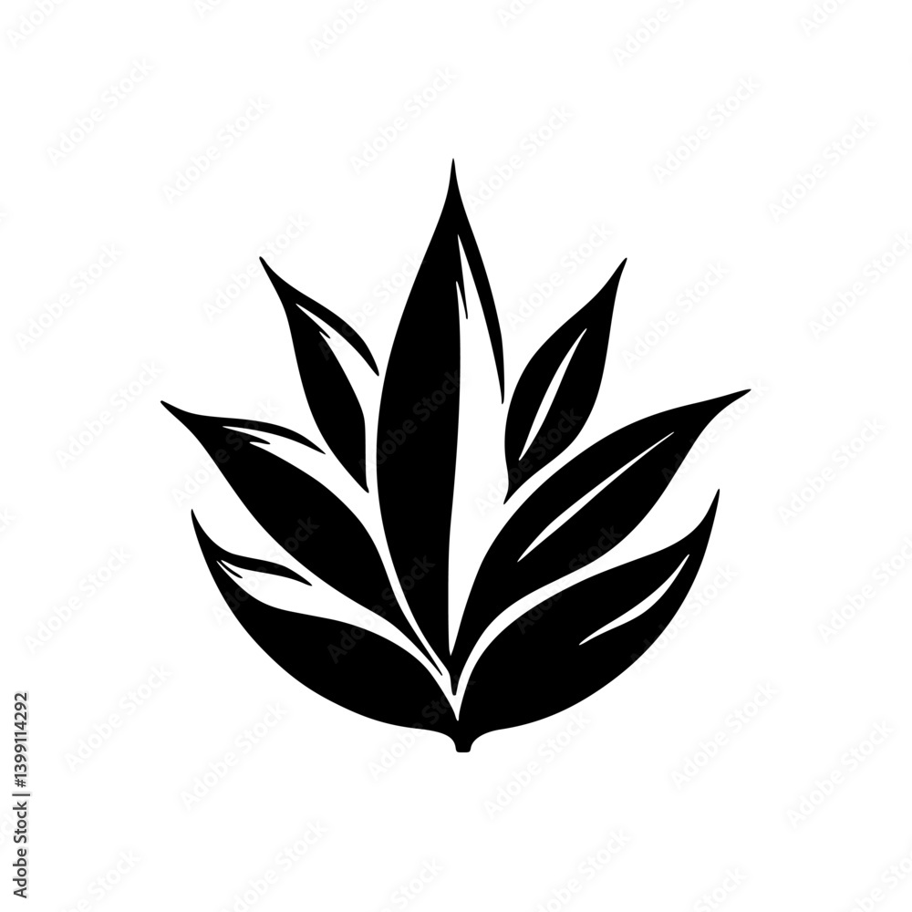 Minimalist Black and White Leaf Design - Botanical Illustration Minimalist Black and White Leaf Design - Botanical Illustration