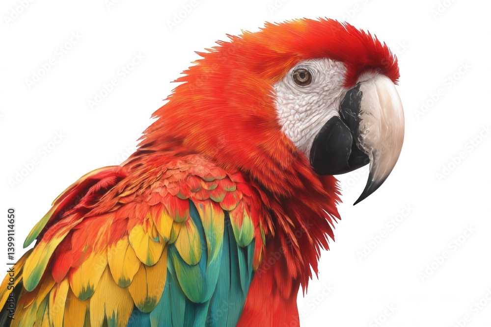 Fototapeta premium Colorful Macaw Parrot with Realistic Detail Transparent Background