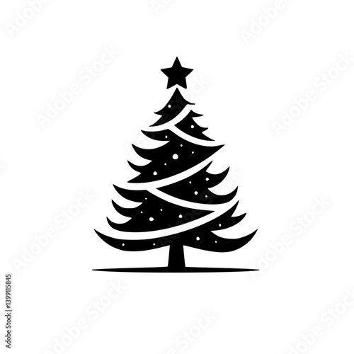 Minimalist Christmas Tree Silhouette Illustration - Vector Design