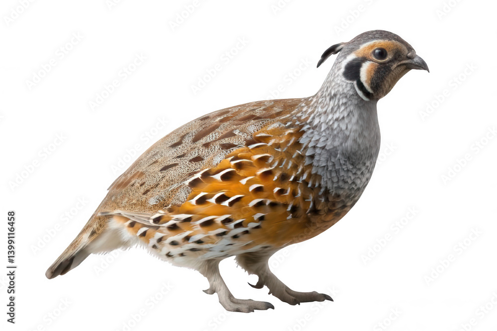 Photorealistic Quail in Upright Pose Isolated on White Transparent Background Photorealistic Quail in Upright Pose Isolated on White Transparent Background