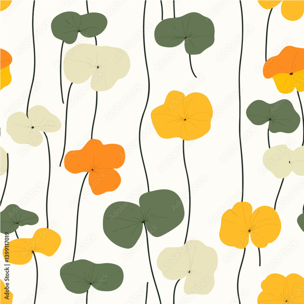 Obraz premium Nasturtium pattern.Exquisite vector floral patterns.