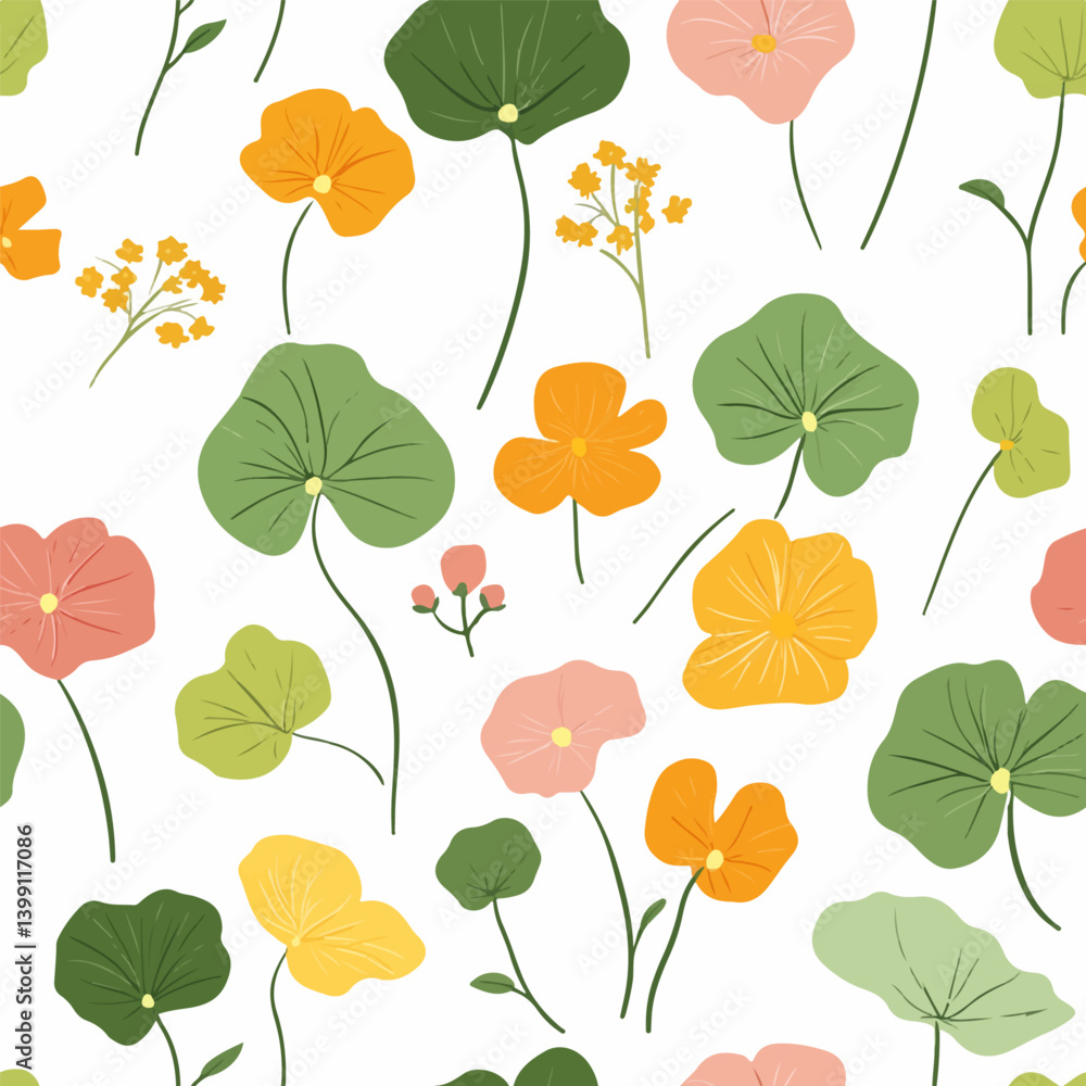 Obraz premium Nasturtium pattern.Exquisite vector floral patterns.