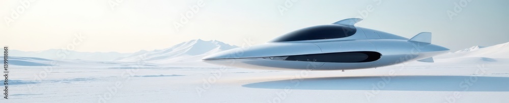 sleek, silver spacecraft hovering above a white, futuristic landscape, futuristic, technology sleek, silver spacecraft hovering above a white, futuristic landscape, futuristic, technology