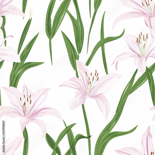 Crinum asiaticum pattern.Exquisite vector floral patterns.