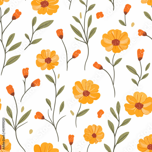 Pot marigold pattern.Exquisite vector floral patterns.