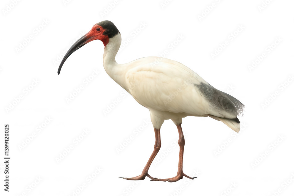 Realistic Ibis Bird with Long Beak Standing Gracefully Transparent Background Realistic Ibis Bird with Long Beak Standing Gracefully Transparent Background