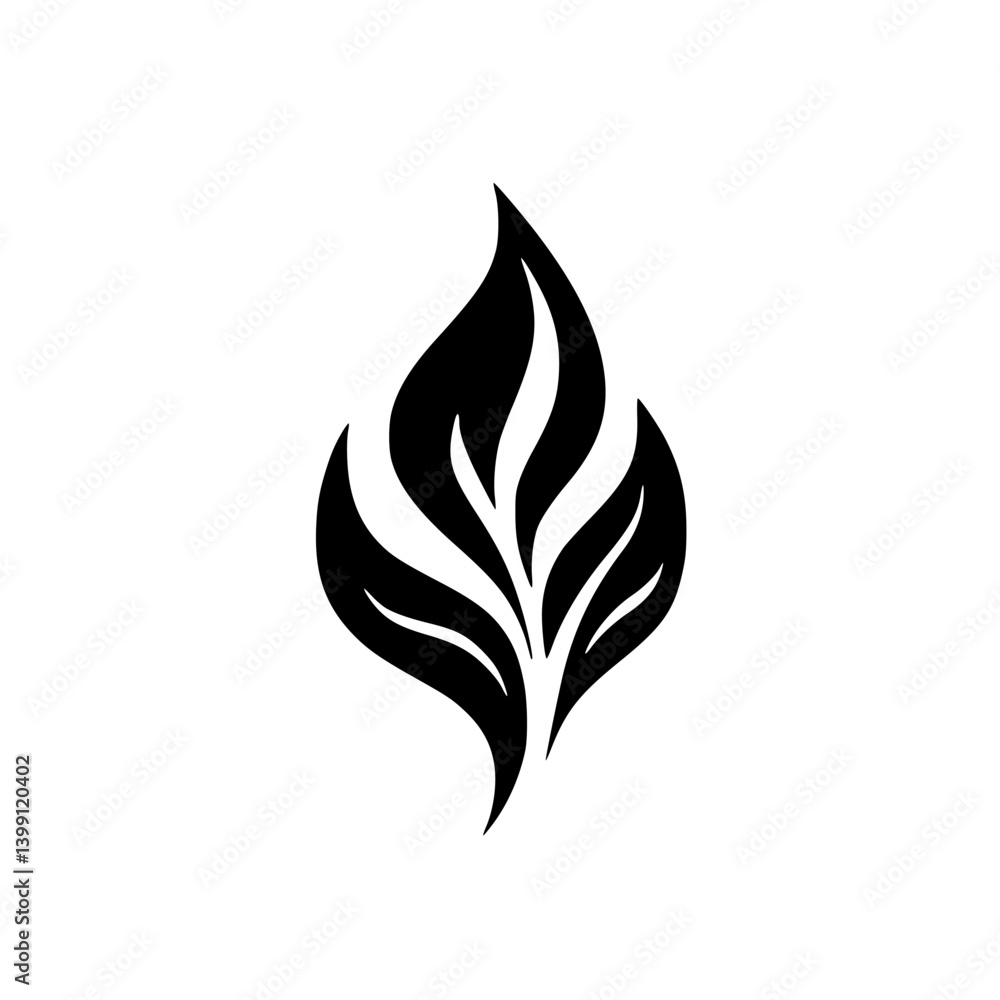 Elegant Black Leaf Logo Design on White Background Elegant Black Leaf Logo Design on White Background