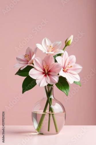Wallpaper Mural Soft pink and white floral arrangement in a modern glass vase on a minimalist background, glass vase, simple elegance Torontodigital.ca