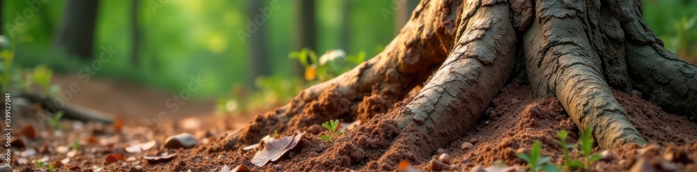 Fototapeta premium Soil Erosion Pattern on Tree Trunk, forest, earthy