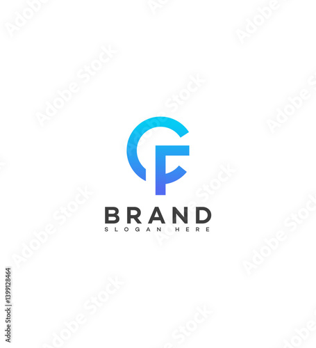 Free Download Modern Blue Gradient CF Letter Logo Design Brand Identity - GFXLoad