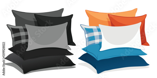 Linen Throw Pillow Covers Soft bedding features a white wool Pillow, coloring, black and white striped on a comfortable bed