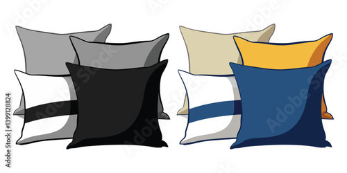 Linen Throw Pillow Covers Soft bedding features a white wool Pillow, coloring, black and white striped on a comfortable bed