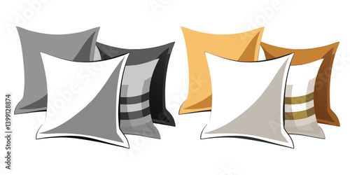 Linen Throw Pillow Covers Soft bedding features a white wool Pillow, coloring, black and white striped on a comfortable bed