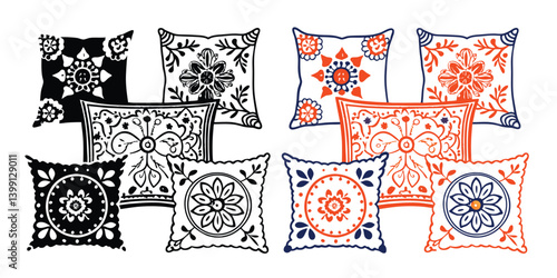 Linen Throw Pillow Covers Soft bedding features a white wool Pillow, coloring, black and white striped on a comfortable bed