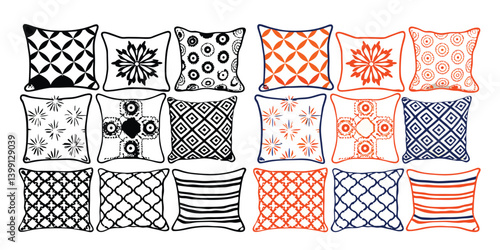Linen Throw Pillow Covers Soft bedding features a white wool Pillow, coloring, black and white striped on a comfortable bed