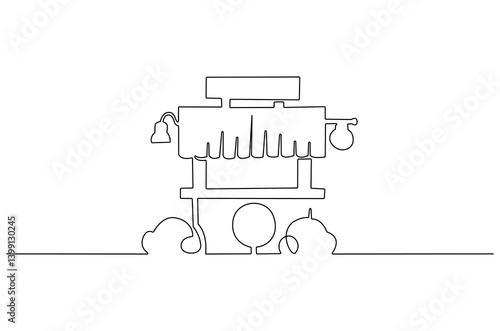 Continuous one line drawing of Coffeehouse or coffe shop. Single line drawing illustration of coffeshop or store. Building for business concept vector art. Doodle line illustration.