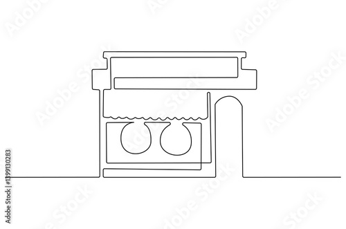 Continuous one line drawing of Coffeehouse or coffe shop. Single line drawing illustration of coffeshop or store. Building for business concept vector art. Doodle line illustration.