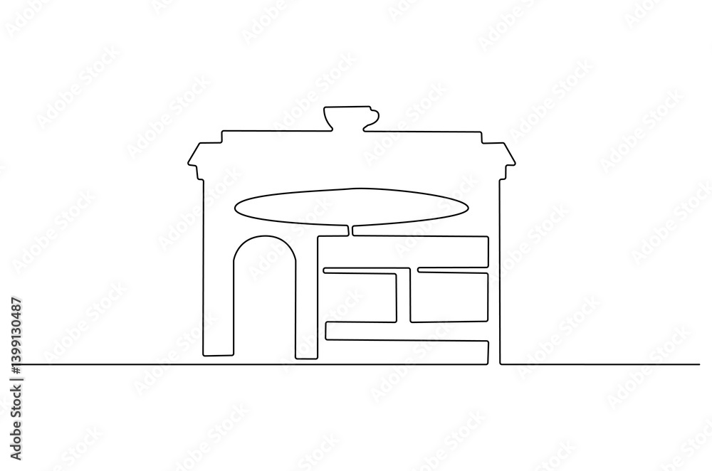 Continuous one line drawing of Coffeehouse or coffe shop. Single line drawing illustration of coffeshop or store. Building for business concept vector art. Doodle line illustration. Continuous one line drawing of Coffeehouse or coffe shop. Single line drawing illustration of coffeshop or store. Building for business concept vector art. Doodle line illustration.